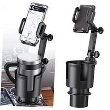 Car Cup Holder Expander with Phone Holder,360 Rotation Adjustable Base with