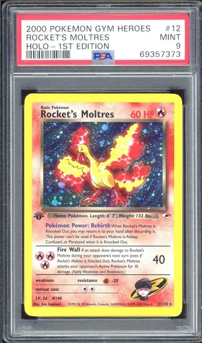 Rocket's Moltres (1st Edition) graded PSA 9 for sale on eBay