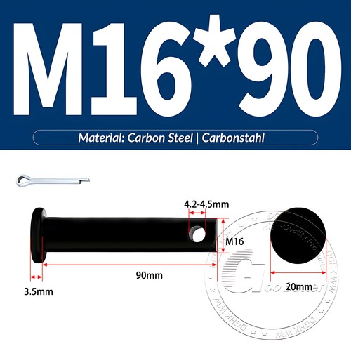 Pasador de horquilla negro pasador de bisagra pasador de retención pasador de aparejo métrico de acero al carbono M4-M30 - Imagen 134 de 201