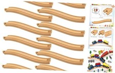 12 Pieces Wooden Train Track Ascending Expansion Pieces - 12 Pack