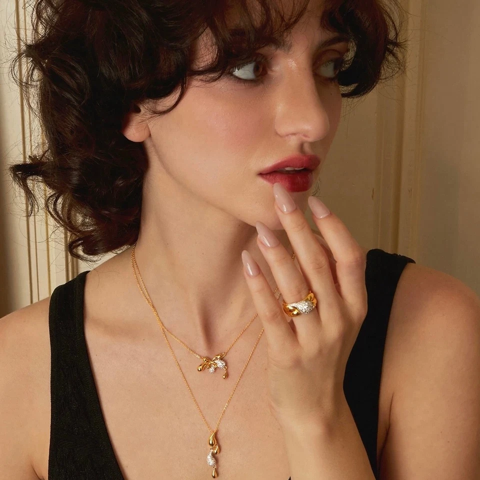 Anel Vintage Gold Waltz Series - Anel de Dedo Declaração Minimalista de Luxo Retrô - Imagem 3 de 4