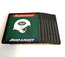Beer Pub Coasters 07 ~ Budweiser Bud Light ~ NY JETS 1998 NFL Football Schedule