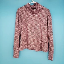 RBX Women's Size Large Soft Turtleneck Maroon & White Long Sleeve Top