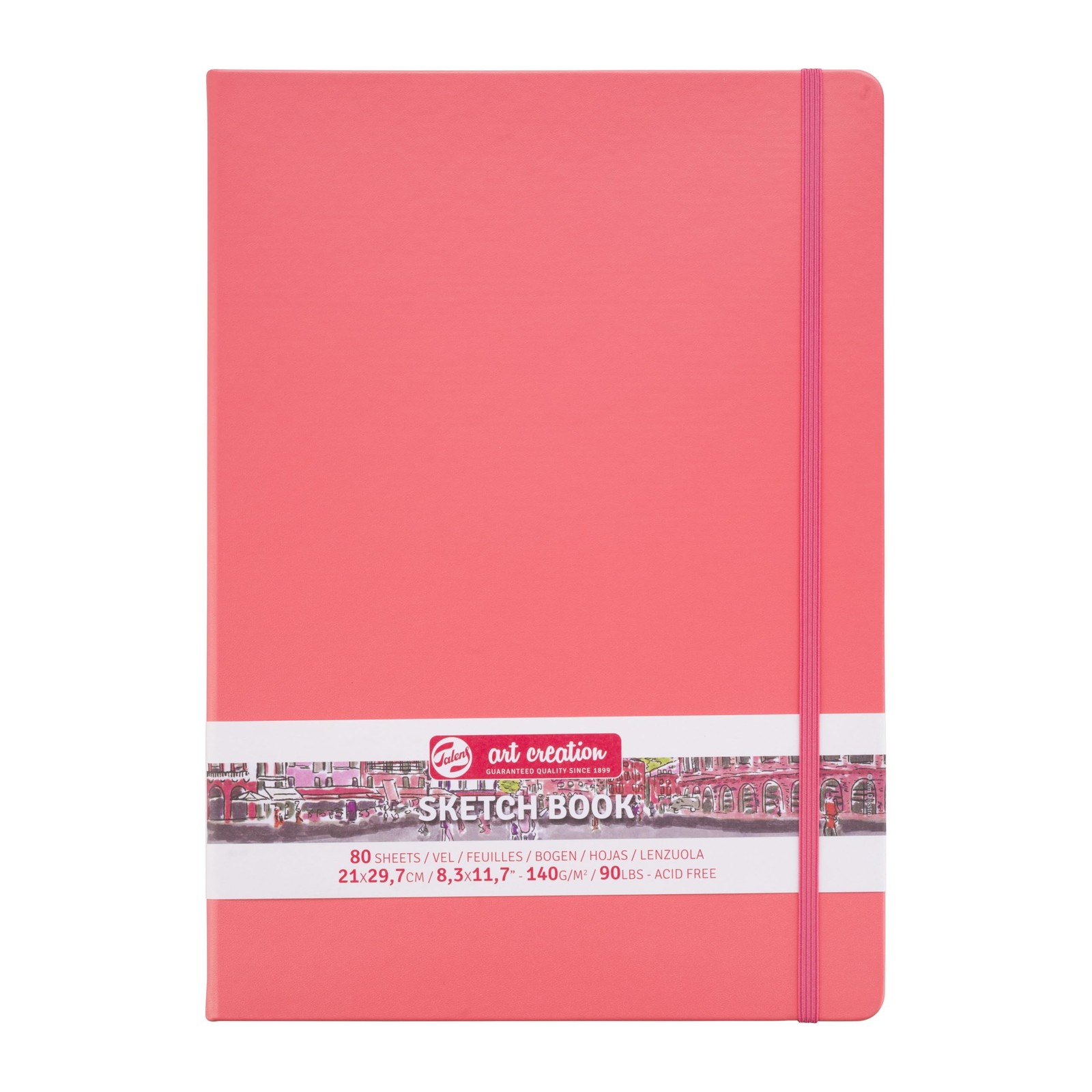 Carnet de dessin A4 rouge corail 80 feuilles papier crème