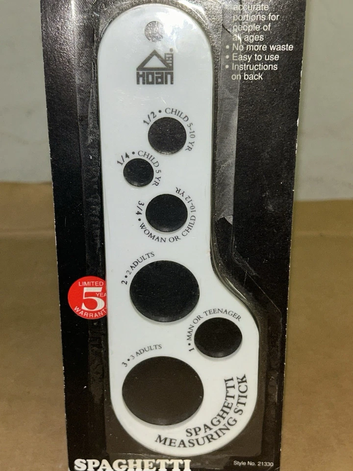Barra de medición sellada 1991 Lifetime Hoan Corp. 6 orificios espaguetis tamaño porción Foto 2 de 4