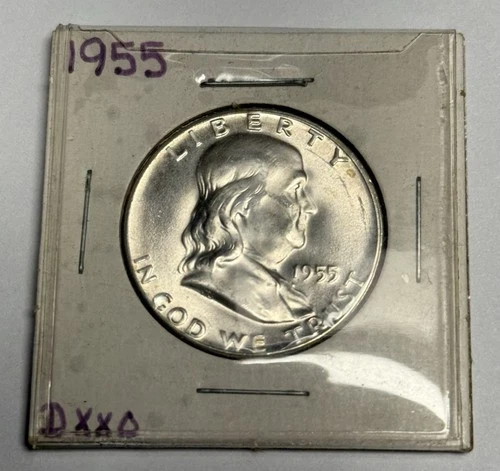 GEM BU 1955 Franklin Silver Half Dollar (all original), U.S. 50c Type Coin