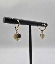 14k gold plated 925 sterling silver heart hoop earrings