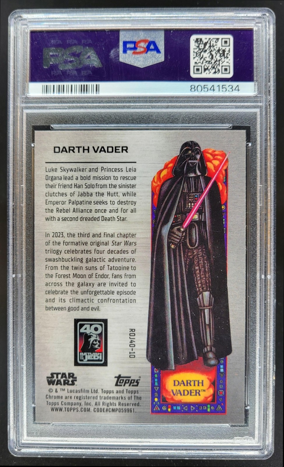 2023 Topps Chrome Star Wars Darth Vader Return of the Jedi 40th Art PSA 10 CB6 view 2