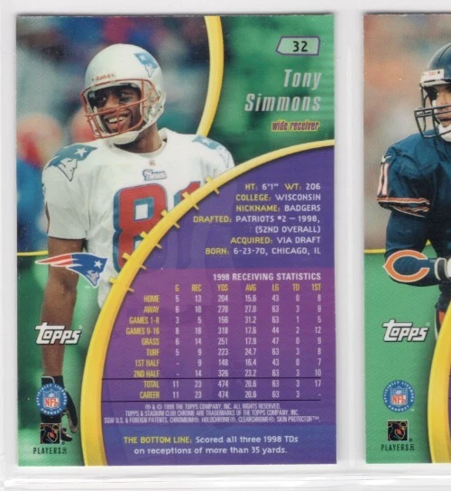 1999 Topps Stadium Club Chrome - Tony Simmons #32 - Image 2 of 2