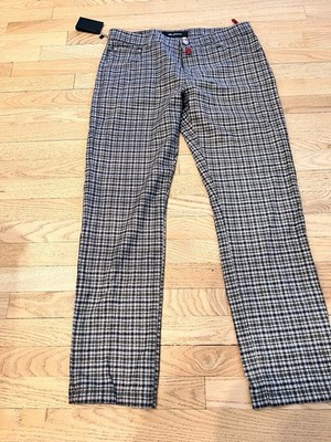 Kiton Napoli Men s Charcoal Plaid 100% Wool 5 Pocket Trousers 34 NWT