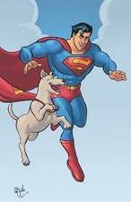SUPERMAN AND KRYPTO DC COMICS 11x17 Print Chris McJunkin SIGNED SALE!