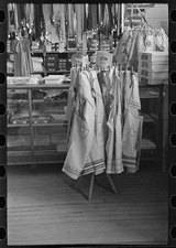 Photo:Aprons on display in general store, Ray, North Dakota