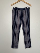 Tory Burch Eliza Wool Blend Pants Navy Stripe Size 0