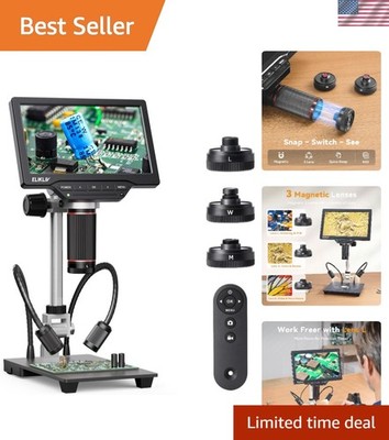 4K 3-Lens Digital Microscope: TL301-Magnetic Coin Microscope Magnifier Full C...