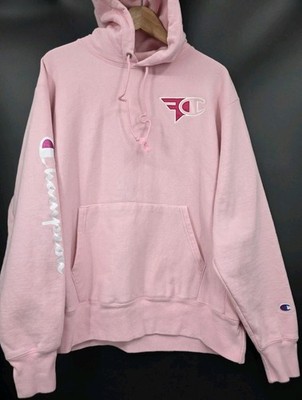 FaZe Clan x Champion Reverse Weave Sz L Hoodie Pink Breast Cancer