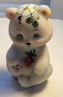 Fenton Lotus Mist Sitting Bear w/Strawberries by Marilyn Wagner