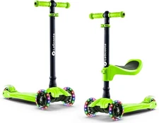 Lascoota 2-in-1 Kids Kick Scooter with Seat - Green - Ages 3-12, Up to 100 lb...