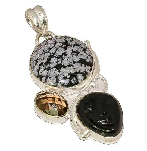 Onyx medallones de moda plateado plata