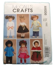 McCall's Sewing Pattern M6006 18" Doll Clothes UNCUT
