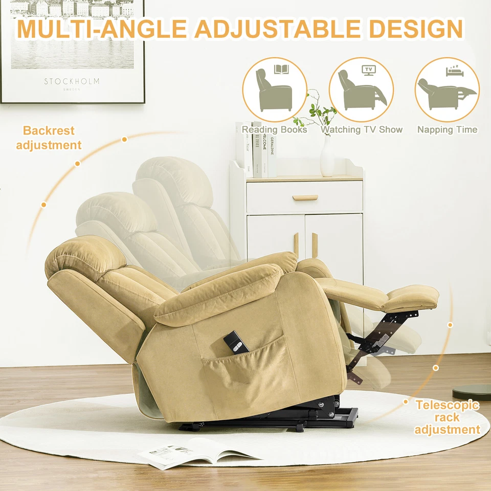 Silla reclinable elevadora eléctrica sofá individual para ancianos sofá individual silla + mando a distancia Foto 3 de 4