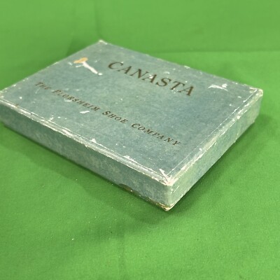Vintage Florsheim Shoe Company Canasta Set Green Box Incomplete Deck Of Cards