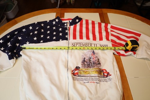 Vintage ESY Sports Wear 9-11 September 11 2001 Twin Towers USA Zip Up Sweatshirt - Picture 2 of 21