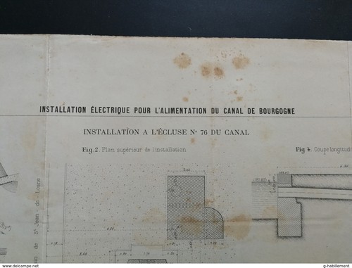 ANNALES PONT et CHAUSSEES (Dep51) Plan d'installation du Canal De Bourgogne 1898 - Imagen 2 de 4