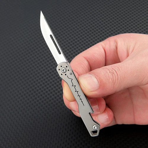 Titanium Pocket Folding Blade Knife Portable Opener Outdoor EDC Keychain Tool - Picture 10 of 11