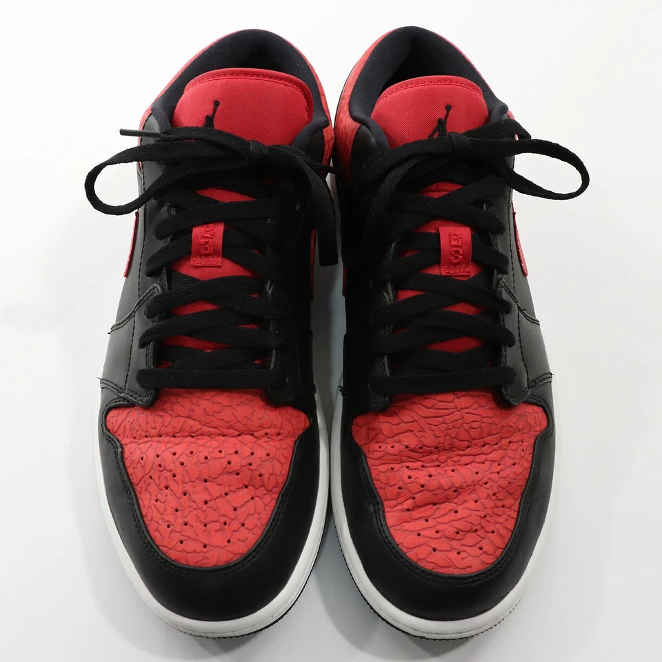 Nike Air Jordan 1 Retro Low Bred Elephant Print Shoes 12.5 Red Black 553558-013 - Image 2 of 4