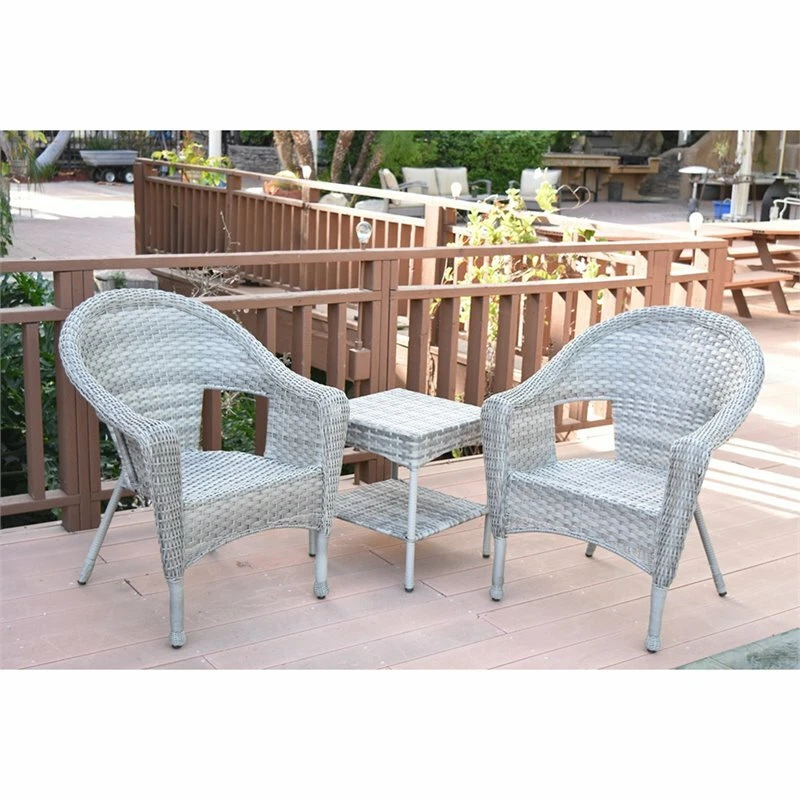 Jeco Clark 3 Piece Wicker Patio Conversation Set in Gray eBay