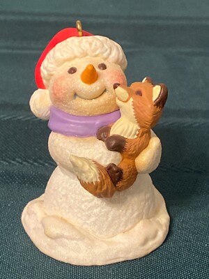 Snow Buddies Christmas Ornament Snowman With Fox 1999 Vtg