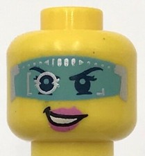 Lego New Yellow Minifigure Head Dual Sided Female Digital Eye Glasses Visor Part