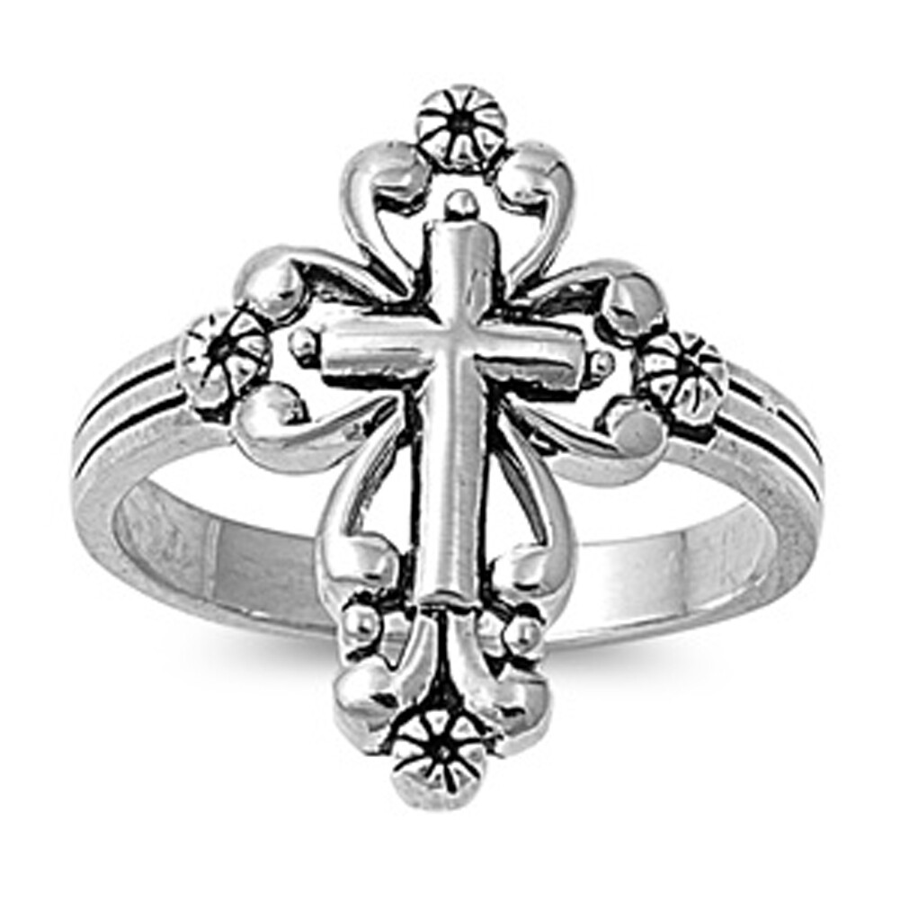 Sterling Silver Woman's Cross Ring Christ Promise 925 New Band