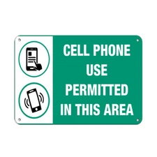 Horizontal Metal Sign Multiple Sizes Cell Phone Use Permitted in This Area No