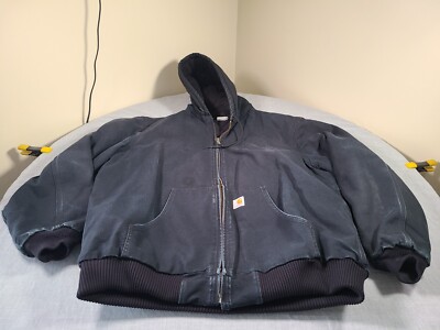 Vintage CARHARTT Jacket Mens XXL Blue Hooded Kangaroo Pocket Active Cut Coat