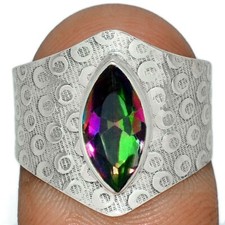 Rainbow Topaz 925 Sterling Silver Ring - Size 8