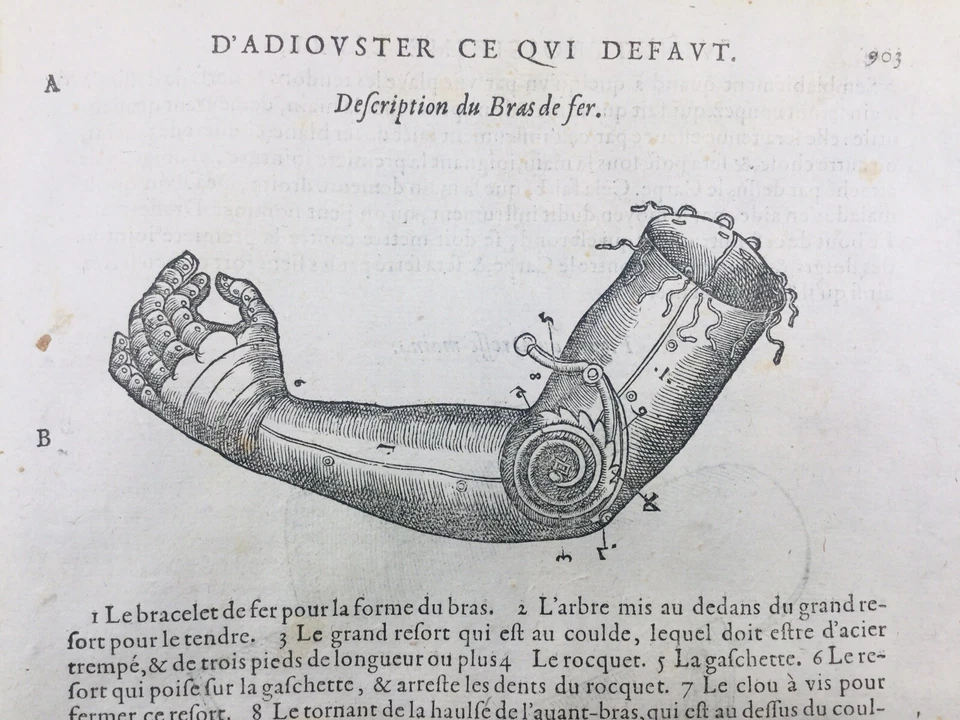 Automate Robot Bras de Fer 1614 Prothèse Médecine Rare Gravure Ambroise Paré - Photo 2/4
