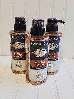 (3)Hair Food Vanilla Bean & Jasmine Hair Milk Conditioner Color Safe 10.1 oz ea.