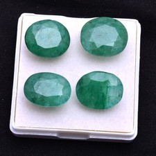 4 Pcs Natural Brazilian Emerald 15.10mm-15.88mm Faceted Cut Loose Gemstones Lot