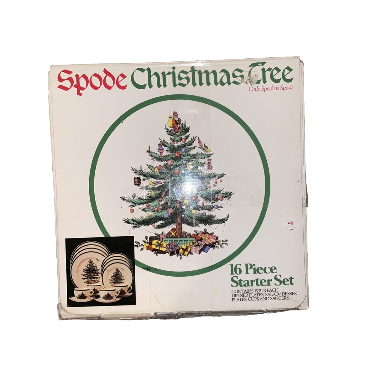 Spode Christmas Tree Porcelain 16-Piece Set, Serves 4. 4 Of 16 Are