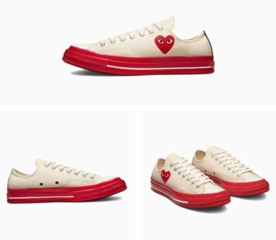 NEW Women's CONVERSE Hearts Valentines Day Chuck Comme des Garcons Shoes A01796C