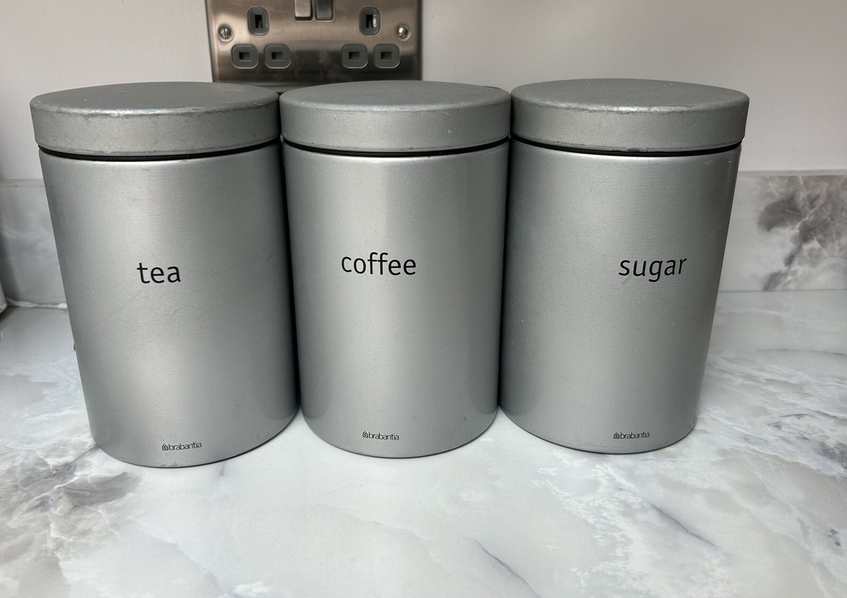 Brabantia Storage Tins X3 For Coffee, Tea and Sugar UK