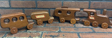 Vintage Wooden Toy Train Set Handcrafted Natural Wood Decor