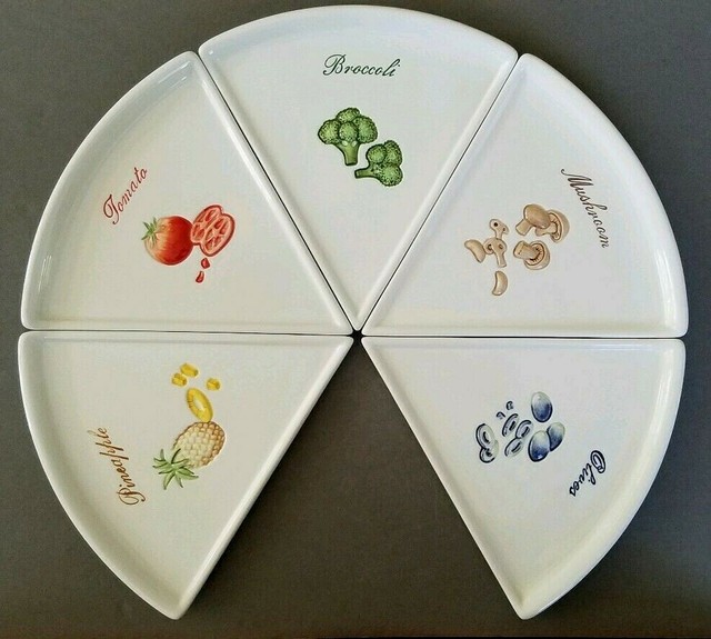 Pottery Barn Pizza Buono Stoneware Triangle Pizza Slice Plates Set