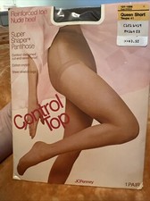 Vintage JCPenney Control Top Super Shaper Pantyhose Queen Short Taupe 41 NWT