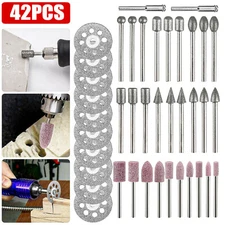 42Pcs Diamond Tile Glass Grinding Cutting Carving Bit Set For Dremel Rotary Tool