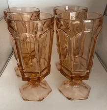Set Of 4 Fostoria Virginia Peach Glass Iced Tea Goblets Tumblers 14oz EUC