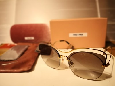 NEW Miu Miu MU50TS ZVN5O0 Pale Gold / Grey Gradient Silver Mirror 60-17-145mm