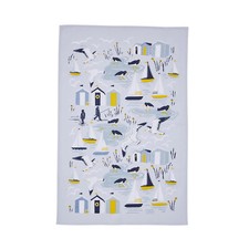 Image of Ulster Weavers Seashore tea towel Beach Huts cotton tea towels coastal seaside