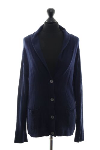 Peter Hahn Women's Cardigan Knit Jacket 42 Blue Dark Blue Lightweight Silk Cashmere - Picture 1 of 5